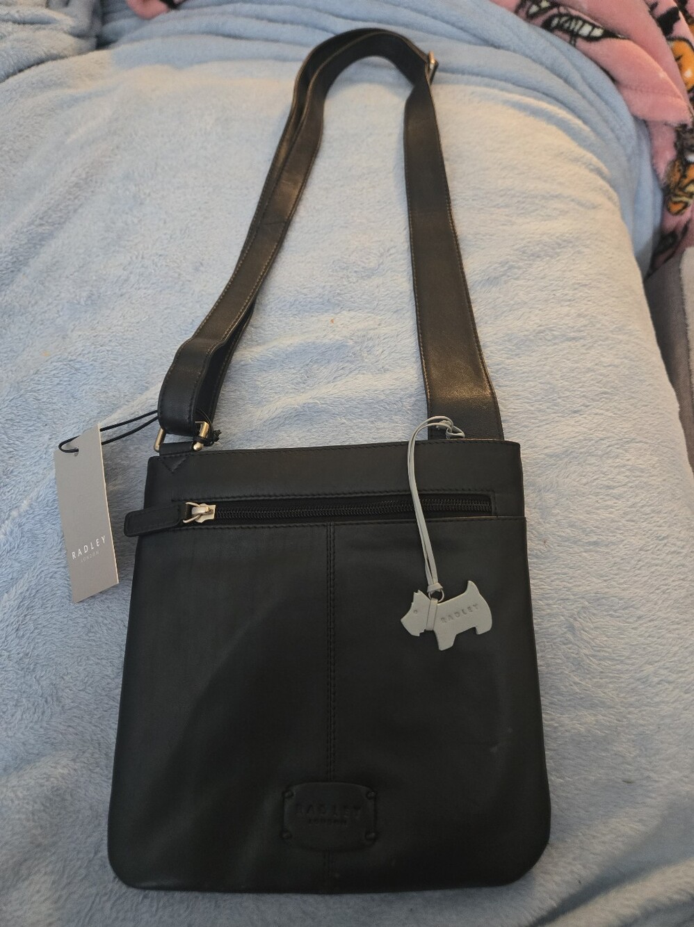 RADLEY LONDON Black Leather Crossbody with Dog Charm